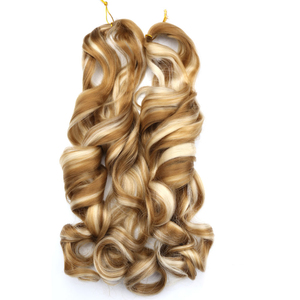 Extensions de cheveux synthétiques en boucles spirales de 22 pouces, cheveux de tressage YaKi, vague lâche, boucles françaises, tresses au crochet, cheveux blonds ondulés - Product Image 2
