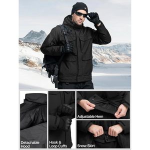 FOXA Men's Waterproof <b>Ski</b> Jacket With Detachable Hood And Multi Pockets Winter Snowboard Coat - Product Image 5