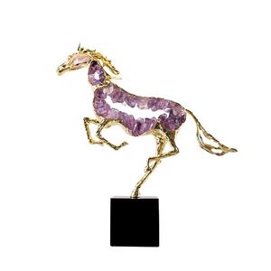 Yaratıcı Modern kapalı ev otel ofis dekorasyon süs el yapımı yüksek kalite <span class=keywords><strong>Mini</strong></span> Metal kristal at heykelleri oymak - Product Image 6