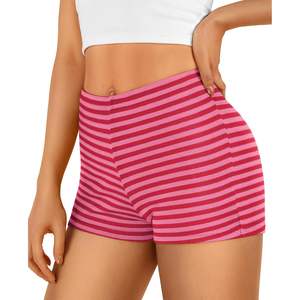 2025 Trendy Micro Low Rise Striped Boxer Queen Pajama Shorts Comfortable Spandex Summer Lounge <b>Sleepwear</b> <b>S</b>-XL <b>Women's</b> Comfy - Product Image 4