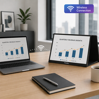 Monitor Portátil Wi-Fi de 15.6 Pulgadas, 1080P Full HD Inalámbrico, Batería Integrada de 4000mAh, 90 °   Soporte Ajustable Portátil para Monitor de Laptop