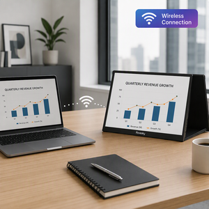 จอภาพพกพาขนาด <span class=keywords><strong>15.6</strong></span> นิ้ว Wi-Fi ความละเอียด 1080P Full HD ไร้สาย <span class=keywords><strong>แบตเตอรี่</strong></span>ในตัว 4000mAh 90 วัตต์ °   ขาตั้งจอแล็ปท็อปแบบพกพาปรับระดับได้ - Product Image 1