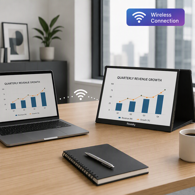 15.6 Inch Wi-Fi Portable Monitor 1080P Full HD Wireless 4000mAh Battery Built-in 90° Adjustable Stand Portable Laptop Monitor