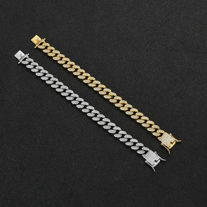 Cadena Cubana de Cobre de 12 mm de Ancho, Cadena Cubana de Cobre Estilo Hip-Hop, Brazalete para Hombre con Circonitas Collar Lijing de Moda Tanjing - Product Image 1