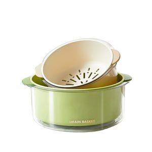 2 in 1キッチン2ピースドレインコリアンダー多機能排水バスケット果物を保存野菜プラスチック排水バスケット洗濯用 - Product Image 1