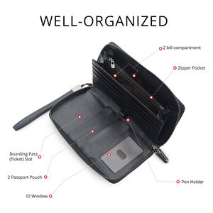 กระเป๋าหนังแท้กันขโมยมีซิปสำหรับใส่หนังสือเดินทางครอบครัวและบัตรผ่านขึ้นเครื่องสำหรับการเดินทางคู่รักพร้อมสายรัดข้อมือ - Product Image 3