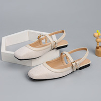 Sandales plates à bride arrière pour femmes, avec bordure contrastante, dessus tissé texturé, légères et confortables, chaussures de bureau pour femmes, fabrication usine