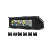 Système de surveillance de la pression des pneus numérique sans fil T15-6 à énergie solaire pour VR/voitures/camions - Haute précision 9,9 bars/144 psi avec affichage LED