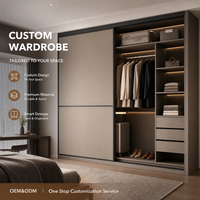 Armoire coulissante en bois MDF moderne et minimaliste sur mesure avec éclairage LED pour chambre à coucher, appartement, villa, meubles de maison