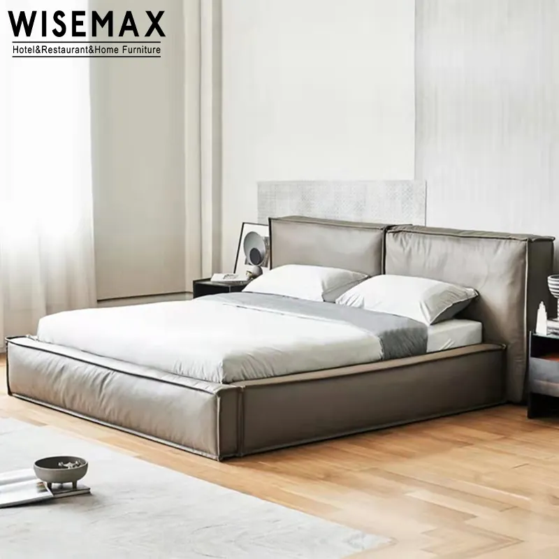 WISEMAX мебель в скандинавском минималистском стиле диван-кровать мебель из микрофибры кожа прямоугольная двуспальная кровать из массива дерева для дома и отеля