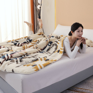 Style hawaïen bohême <span class=keywords><strong>Sherpa</strong></span> corail velours <span class=keywords><strong>Plaid</strong></span> 100% polyester Double couche polaire jeter couverture motif imprimé - Product Image 2