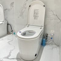 Toilette intelligente murale en céramique moderne, design minimaliste pour projets hôteliers et gîtes, avec levage automatique du couvercle multifonctionnel