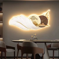 Lanskap seni Modern bulu dan rusa pemotongan uv kerajinan tangan Dinding LED rumah dengan Dekorasi jam untuk dekorasi dinding ruang tamu