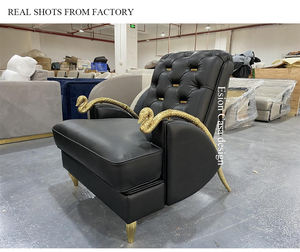 Canapé fauteuil relaxant individuel en cuir de serpent d'Italie, fabrication professionnelle, luxe léger, accoudoir en serpent doré, cadre en bois massif - Product Image 4