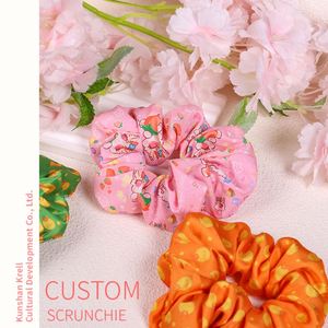 Scrunchie en satin de soie grande taille personnalisé, motif dessin animé mignon, avec logo personnalisé, élastique pour cheveux, artisanat textile - Product Image 1
