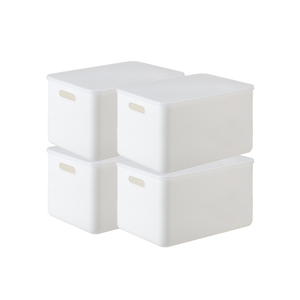 Hộp Đựng Đồ Lặt Vặt Bằng Nhựa Có Thể Xếp Chồng Màu Trắng SHIMOYAMA Hộp Lớn Phẳng Có Nắp - Product Image 1