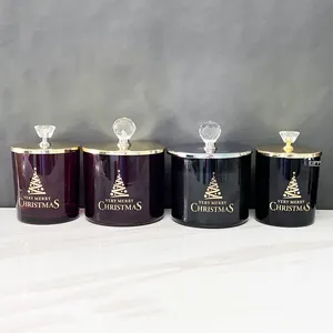 Custom Logo Luxury Glass Empty Scented Candle Jars Private Label With Soy Candles Scented Luxury Flat Mirror Lid