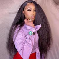 Perruques en cheveux humains 4C Kinky Yaki Straight HD 13x4 13x6 360 Full Lace Frontal pour femmes noires, vente en gros de perruques Lace Front