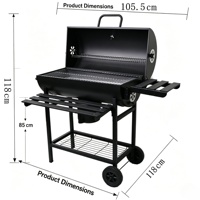 Barbecue au charbon de bois facile à nettoyer, grande surface de cuisson, barbecue d'extérieur sur roues