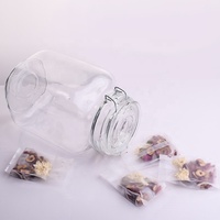 Recipiente cuadrado de tapa de vidrio transparente con fianza hermética y gatillo, tarro hermético para encurtidos para almacenamiento de alimentos y uso en fiestas