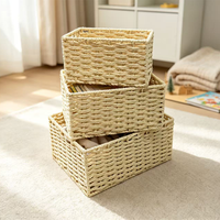 Petit panier en osier pour l'organisation, panier de rangement tissé à la main en corde de papier naturel, idéal pour la décoration de la maison