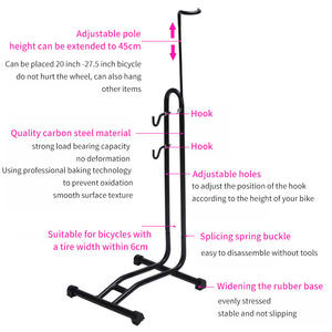 Support d'affichage de vélo réglable en acier intérieur WF-T013WX stockage de support de Garage pour le stationnement et la réparation de vélos - Product Image 5