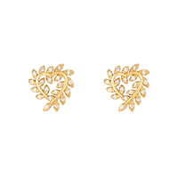 Ensemble de Bijoux Classique Luxe Extravagant Plaqué Or Éléments Fleurs Zirconium Boucles d'Oreilles Pendentif Collier pour Fêtes et Fiançailles