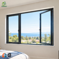 Fenêtre à battant en aluminium moderne Topbright NFRC, résistante aux ouragans, insonorisée, avec vitrage en aluminium pour maison