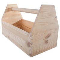 Boîte à outils en bois non fini grande boîte à outils en bois solide avec poignée de transport boîte à outils en bois naturel avec poignée de transport