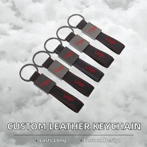 Personalized Laser Engraved Matte Black Metal <b>Leather</b> Rectangular Custom Car <b>Keychain</b> High Quality Durable - Product Image 2