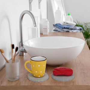 Posavasos de <span class=keywords><strong>piedra</strong></span> gris <span class=keywords><strong>oscuro</strong></span> de 3,93 pulgadas con tierra de diatomeas absorbente, posavasos redondos de secado instantáneo para bebidas, decoración moderna para el hogar - Product Image 5