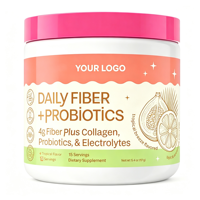Poudre de fibres quotidienne, probiotiques, collagène, électrolytes, favorisent la digestion, complément alimentaire végétalien sans gluten, étiquette privée OEM