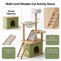 Arbre à chat sur mesure en bois, de sol au plafond, de luxe, unique, en sisal, meuble tour pour chat, maison d'extérieur pour chat