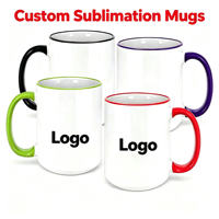 Mug à sublimation en gros, mug en céramique personnalisé bicolore 15oz, mug à sublimation personnalisé pour événement, souvenir, commande en gros