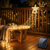 Solar-Wasserfall-Sternenlichterkette IP44 für Außenbereich, Stimmungsbeleuchtung, Einfache Installation, Feiertags-Gartendekoration