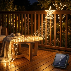 Guirnalda de <span class=keywords><strong>Luces</strong></span> Solares con Forma de <span class=keywords><strong>Cascada</strong></span> de Estrellas, <span class=keywords><strong>Luces</strong></span> Decorativas para Exteriores IP44, Fácil Instalación, Decoración Navideña para Jardín - Product Image 3