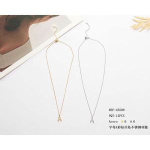 Collana con Ciondolo a Forma di Lettera A con Diamante, Catena in Acciaio Inossidabile, Gioielli alla Moda - Product Image 1