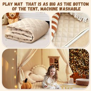 Tienda de campaña de lona para niños, lona de poliéster, lavable, plegable, tienda de juegos para niños pequeños, niñas y niños - Product Image 4