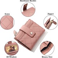 Dompet Wanita Tempat Kartu Dompet Lipat Kecil RFID Blocking PU Dompet Pendek Mini Lucu