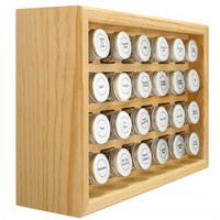 Étagère de rangement décorative en bois massif pour la maison et la cuisine, support à épices en bambou avec 24 bocaux en verre transparent de 4Oz