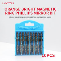 LJ-103 10 embouts de tournevis cruciformes double extrémité 65 mm, tête Pagoda, nickelés noirs, acier S2 PH2, pour bricolage, usage industriel et OEM