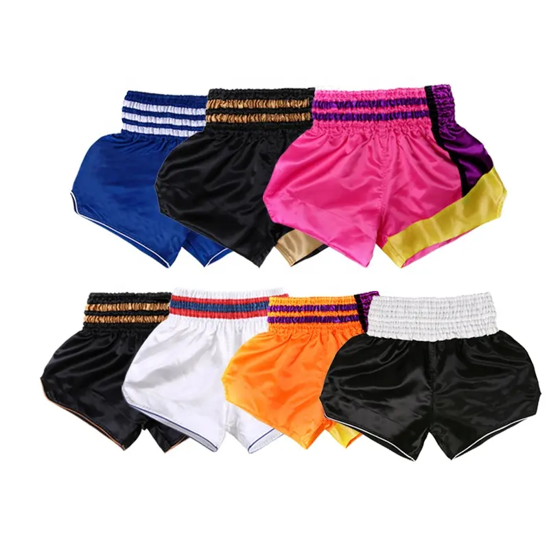 Pantalones cortos de boxeo personalizados para hombre, ropa de gimnasio para artes marciales, sin marca, color negro y amarillo, gran oferta