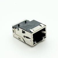 Soulin 1X1 Port Gigabit RJ45 Jack 10P8C SMT avec languette de verrouillage, filtre magnétique intégré, indicateur LED, placage or, IP20