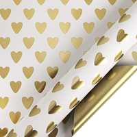 Papier couché brillant effet métallisé, papier cœur brillant, papier cadeau double face en rouleau pour décoration de fête