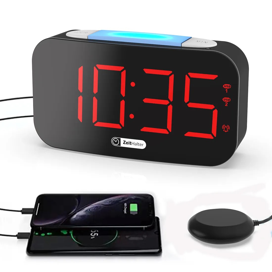 Creative Multifunction Digital Alarm Clock With Vibrator Dual Usb Charger 7 Colors Alarm Clock Bed Shaker Larde led red display