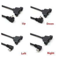 Câble d'extension Micro USB mâle vers femelle à charge rapide 3A à angle gauche, en cuivre pur avec gaine en PVC et blindage en feuille pour ordinateurs
