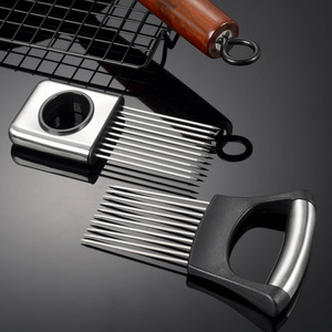 Rebanadora de cebolla de acero inoxidable de 2 piezas y cortador de patatas y verduras, utensilio de cocina, asistente de rebanada de alimentos, herramienta para frutas y verduras - Product Image 2