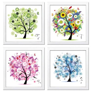 Kit de peinture acrylique 5D DIY XIXI avec cadre, motif flocon de neige, arbre et fleurs, art mural pour enfants et adultes - Product Image 4
