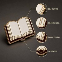 Badge en émail dur OEM ODM, broche de revers pour décoration de sac, cadeau pour lecteur, vente en gros