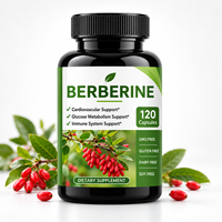 Capsules de berbérine, complément alimentaire naturel à base de plantes, soutient le métabolisme cardiovasculaire et le métabolisme du glucose, système immunitaire, étiquette privée OEM